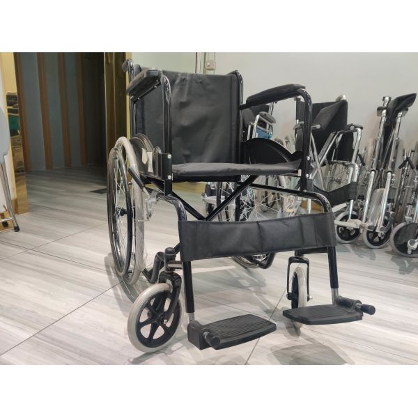 Fixed Armrest Folding Steel Wheelchair Weight Limit 100kgs