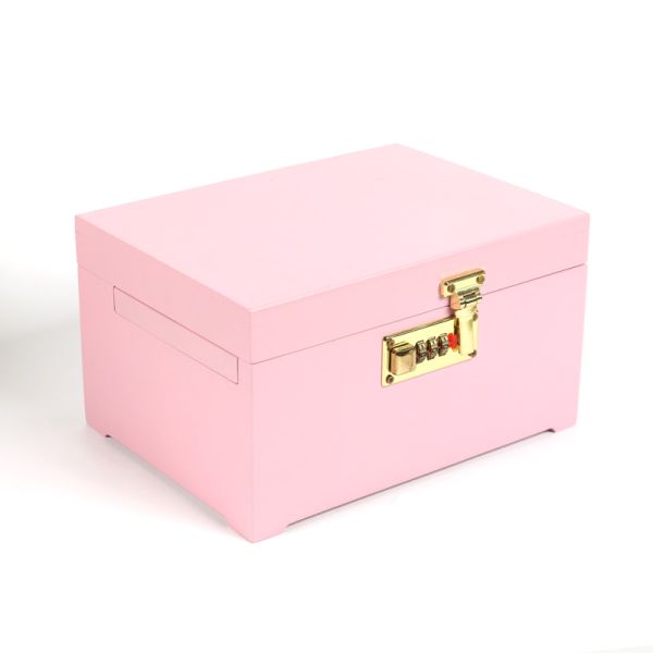 Custom Premium Various Shapes Solid Wood Box with Metal Lock Double Slot Storage Box Wooden Box Packaging