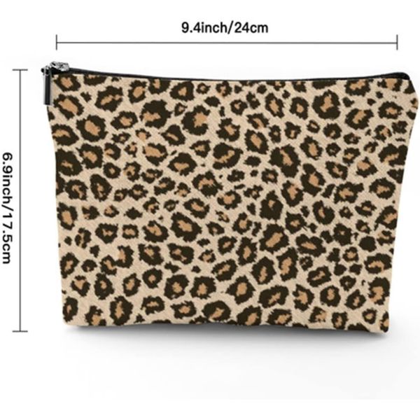 Leopard Print Makeup Bag Zipper Pouch Large Capacity Toiletries Cosmetic Bag Pouch