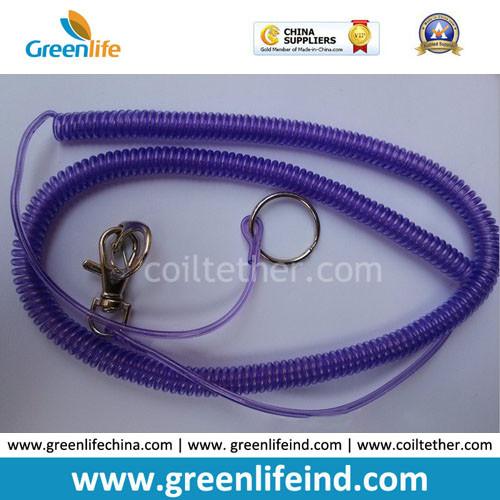 Wholesale Greenlife Factory Robster Clip Stretch Transparent Yellow 5M Tool Coil Lanyard for Fishing anti-drop