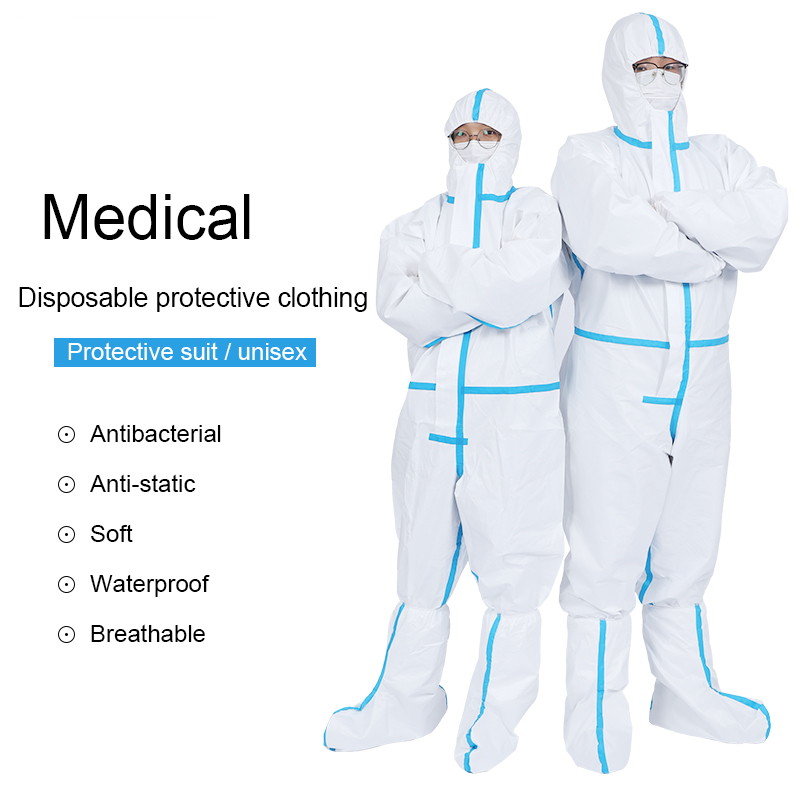 Стерильный нетканый химический медицинский защитный костюм с обувным покрытием