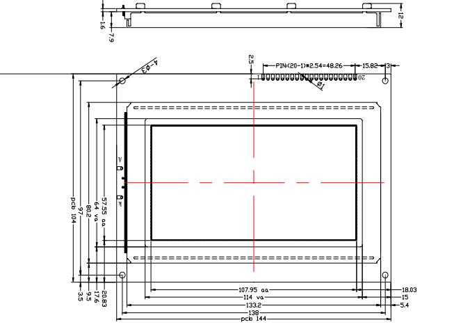 5.1inch графическое STN Monochrome LCD показывают желтую зеленую предпосылку