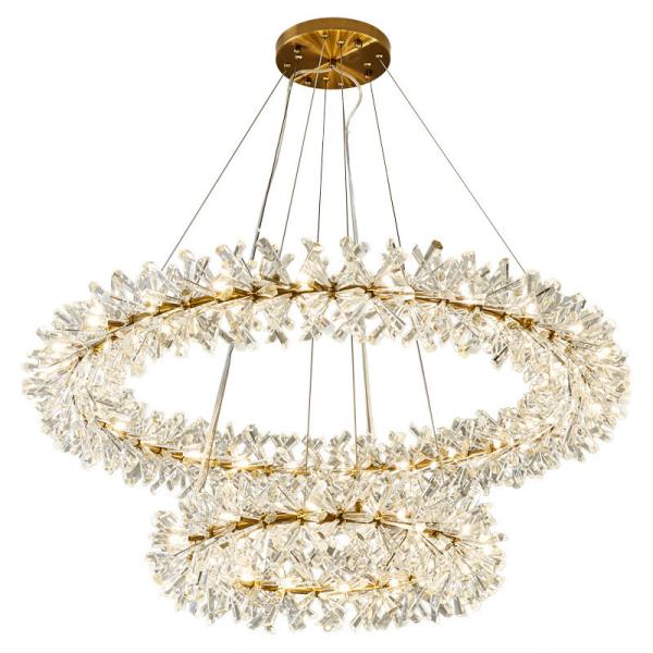 JYLIGHTING Glamorous Garland Luxury Crystal Chandelier With Single And Double Layer Rings For Hotel Halls And Villas Modern Pendant Light