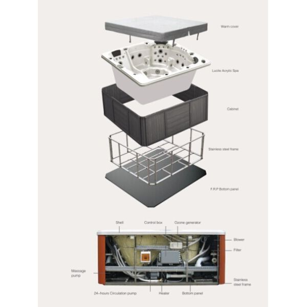 Triangular Pool Spa Equipment Luxury Whirlpool Massage Healthy Hottub