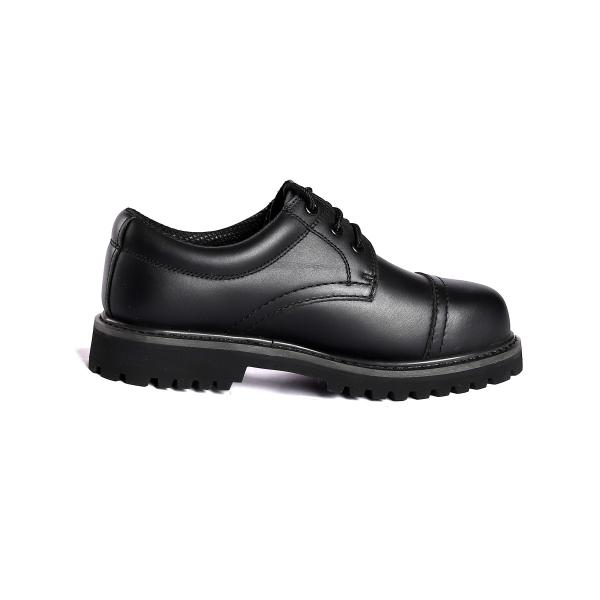 Unisex Goodyear Safety Shoes Steel Insole Slip Resistant PU Sole Embossed Cow Leather
