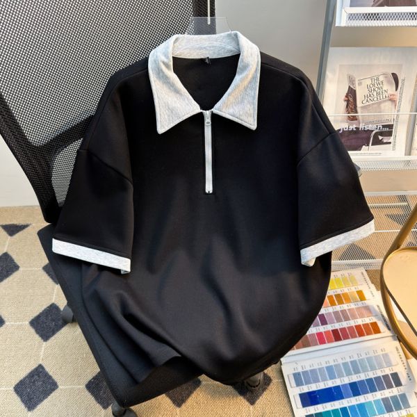 High Quality Wholesale Men's Clothing Oversize Zipper Shirt Manufacturer Blank Short Sleeve Shirts for Men
