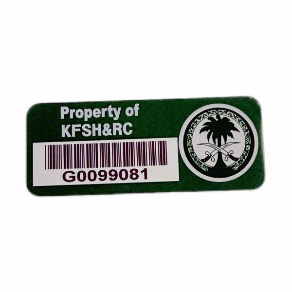 Custom Green Surface Metal Asset Tag Unique Serial Number Aluminum Barcode Label