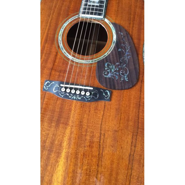 Real Abalone Inlay 41 Inch Koa Wood Round Body Classic Acoustic Guitar Free Shipping