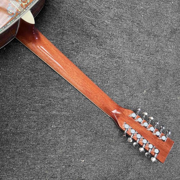 Custom 6/12 Strings Solid KOA Back Side Abalone Binding Acoustic Guitar with Customized Logo in Abalone