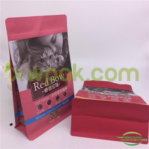 Pet Zipper Flat Bottom Gusset Bags Stand Up Plastic Customized Color Air Proof
