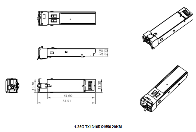 1000BASE DWM BIDI SFP T1310nm/R1490nm 20KM LC/SC SFP Передатчик DOM