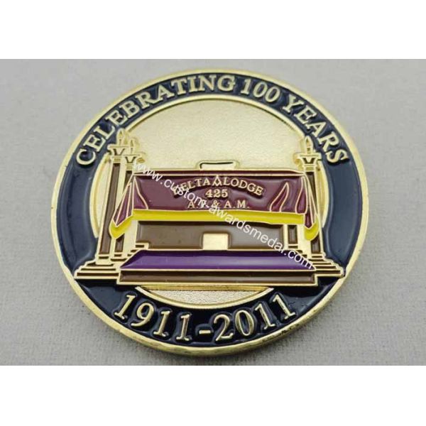 Gold Plating Metal Zinc Alloy, Iron, Brass Laser Engraved Personalized Coins / A.F. & A.M. Coin for Promotional Gift