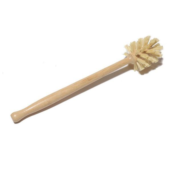 O sisal natural eriça o banheiro de madeira esfrega a escova de limpeza de bambu do toalete da escova