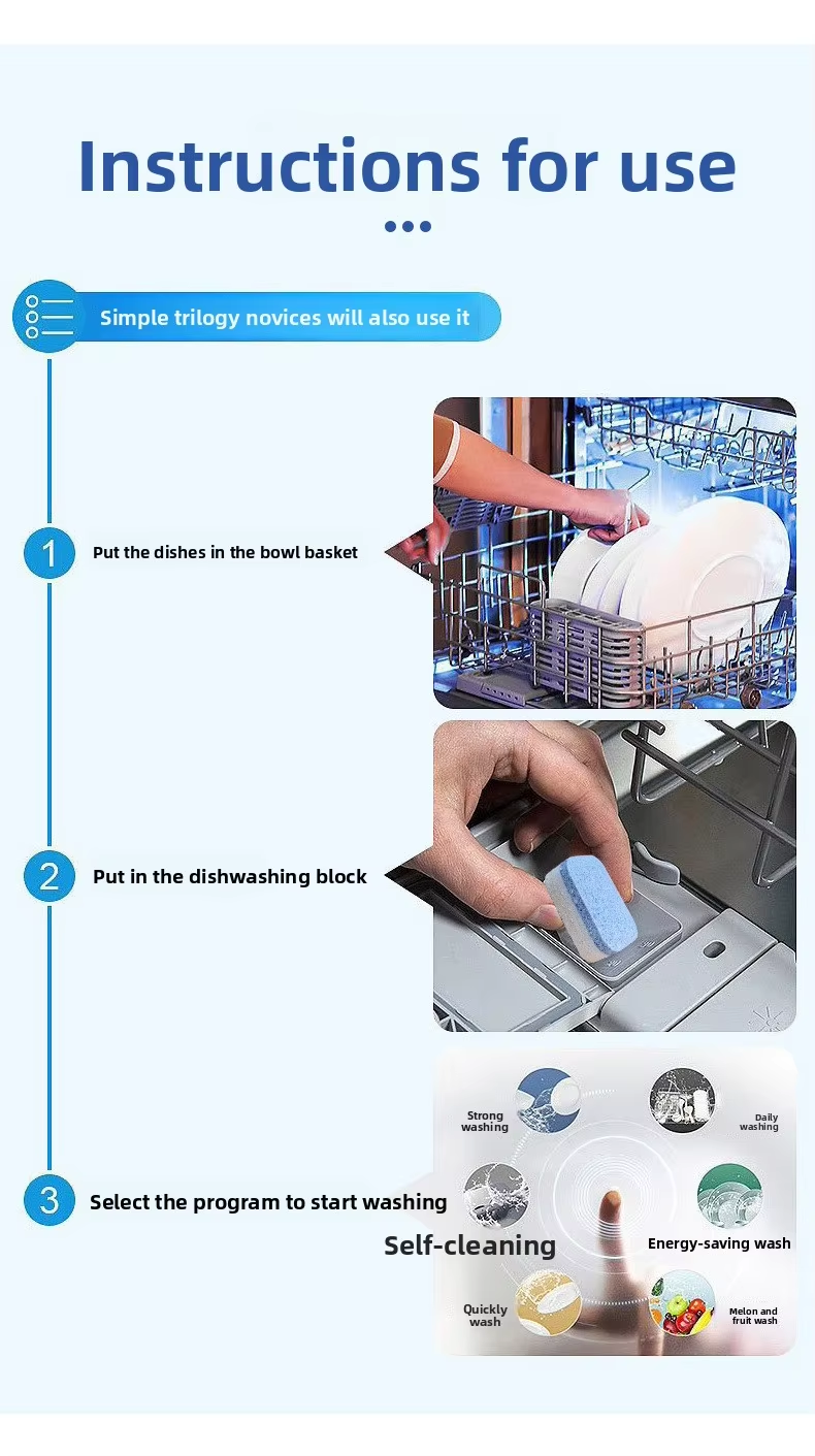 Solid Dishwashing Tablets Strong Stain Removal 20g Washing Tablets Three Colors Household Dishwasher