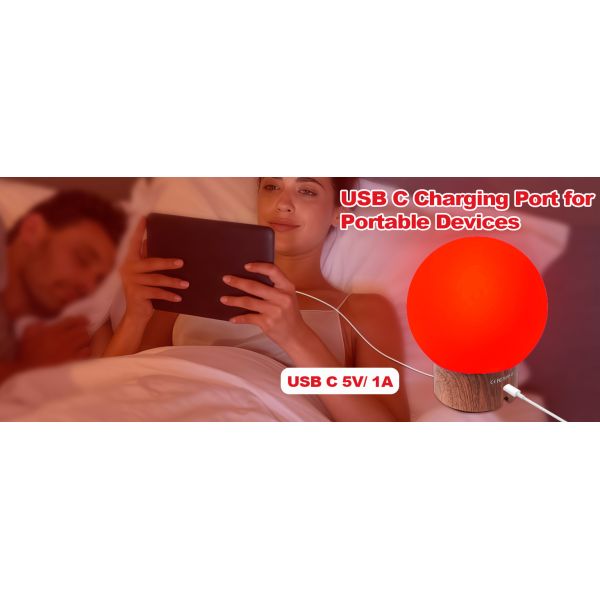 630nm Red Light Therapy Night Light USB C Charging Moon Night Lights 10000Lux