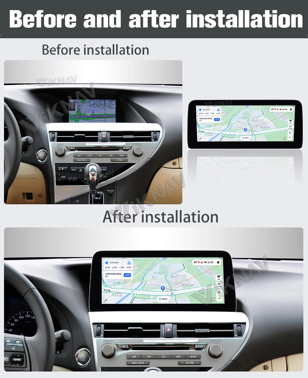 LEXUS RX 2009-2014 Послепродажный Bluetooth Автомобильное стерео Радио Обновление 12,3-дюймовый сенсорный экран