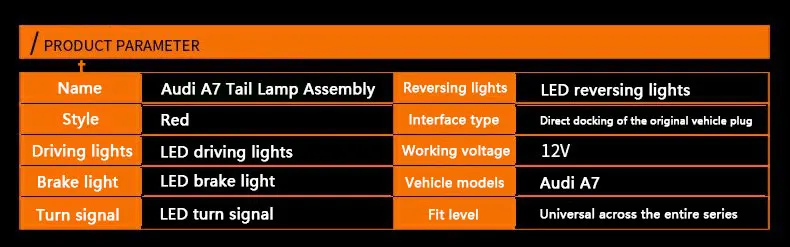 12V Audi A7 Задние фонари модифицированы с светодиодным водяным рулевым задним фонарем A7