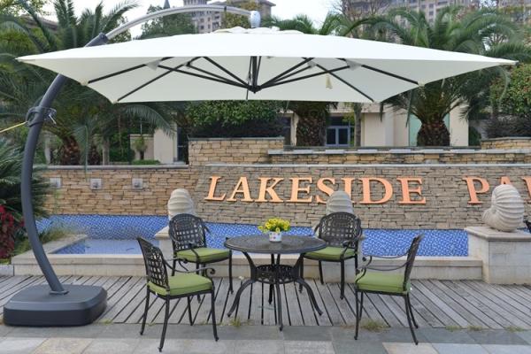Do guarda-chuva quadrado resistente do pátio do vento parasol branco 350cm x 350cm do jardim