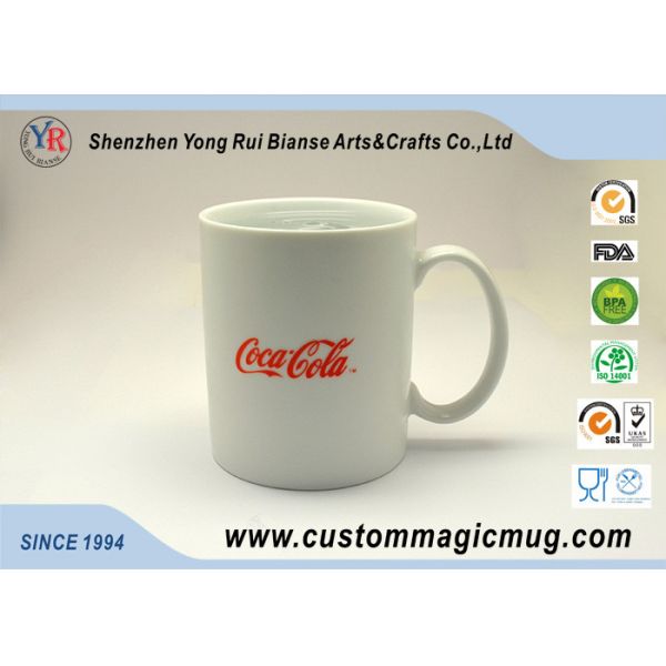 Custom 11oz Cola Eco Friendly Mugs White Porcelain Beautiful Straight Shape