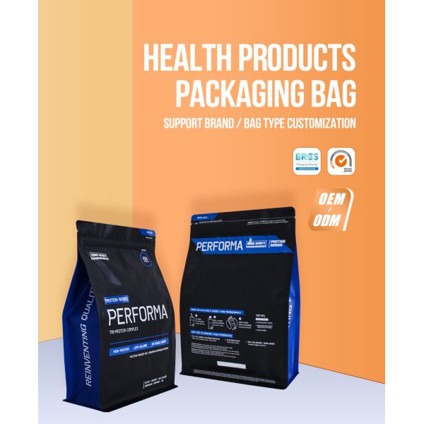 5kg Flat Bottom Bag Matt Zipper Protein Powder Packaging Eight Side Side Seal Packaging Pouch