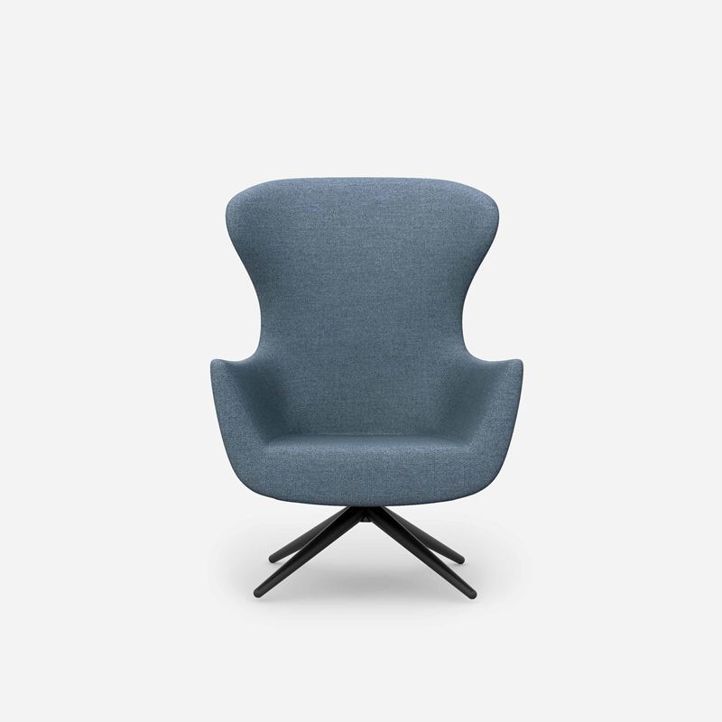 Wing Back Swivel Lounge Chair Fabric & Leather Upholstered Armchair