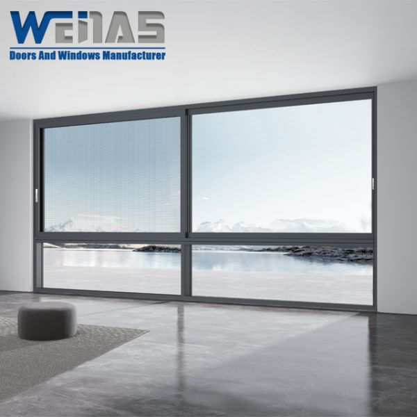 Thermal Break Design Aluminum Horizontal Double Glazed Sliding Windows