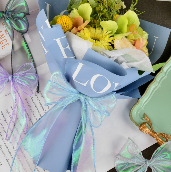 Красочный Fishtail цветок торта ленты марли упаковывая ленту DIY флористическую бумажную