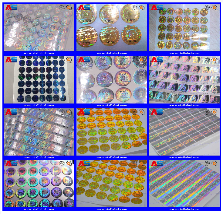 Scratch Off Custom Holographic Stickers 10-40mm Silver / Gold / Green / Blue