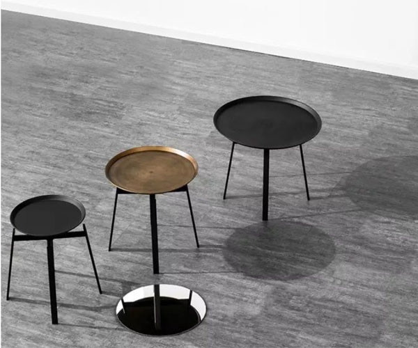 Bandeja minimalista de canto redonda do metal da mobília da casa da tabela do centro do café