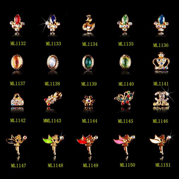 Hot NEW Wholesale Alloy Jewelry 3D Nail Art Jewelry Nail rhinestones Sticker Supplier Number ML1132-1151
