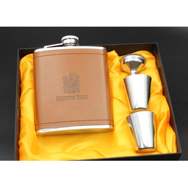 Kitchen Household Items 7 Ounce Metal Alcohol Flask Deluxe  Box Set