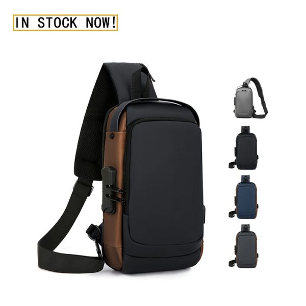 OEM ODM Waterproof Chest Bags With USB Travel Crossbody Sling Bag For Men