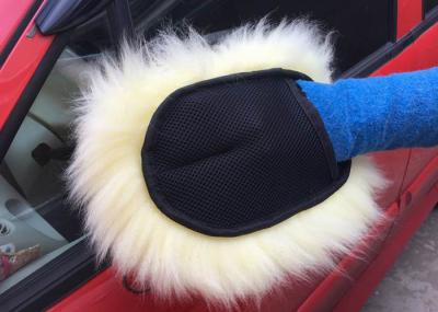 Única luva lateral do Lambswool longo branco genuíno da luva da lavagem de carros da pele de carneiro para o carro limpo