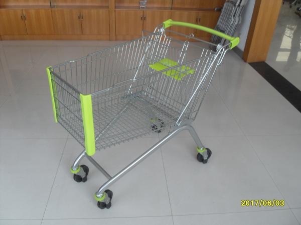 150L Zinc Plated Supermarket Shopping Carts , Steel Shopping Trolleys On Wheels