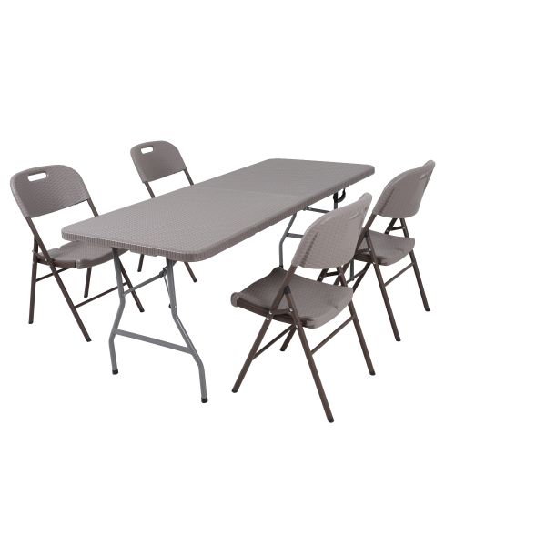 Rustproof Rattan Plastic Fold Up Chairs Powder Coated Steel 5.0cm Thickness