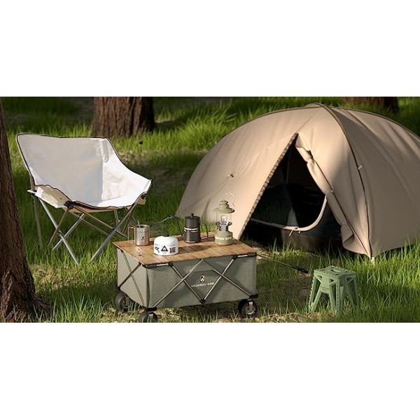 Portable Folding Padded Camping Chair For Lawn Camp Hiking Beach Sports Hunting, Beige