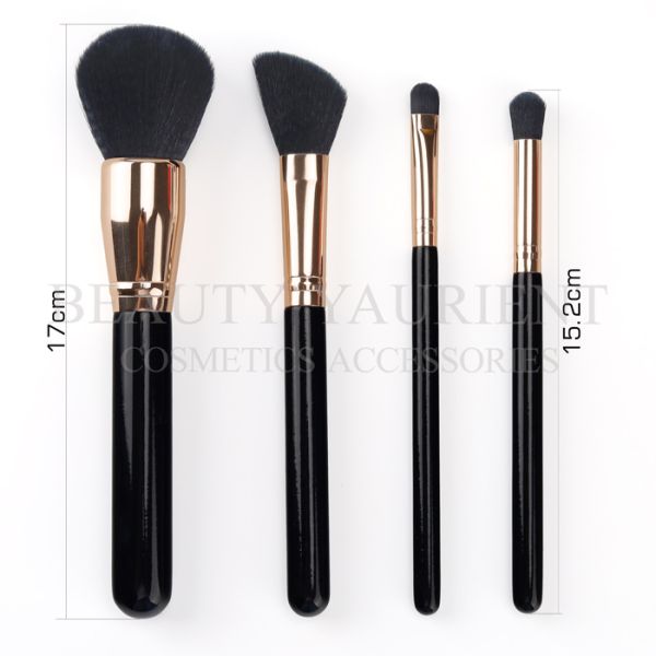 Assorted Shape Face Makeup Tools  4pcs Makeup Brush Kit Aluminum Ferrule