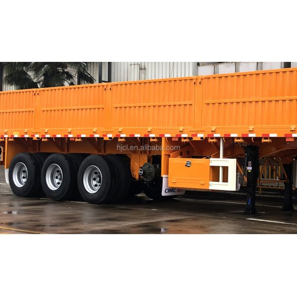CIMC HUAJUN 50t Tri Axle Cement Transportation Fence Cargo Trailer with 12R22.5 Tires
