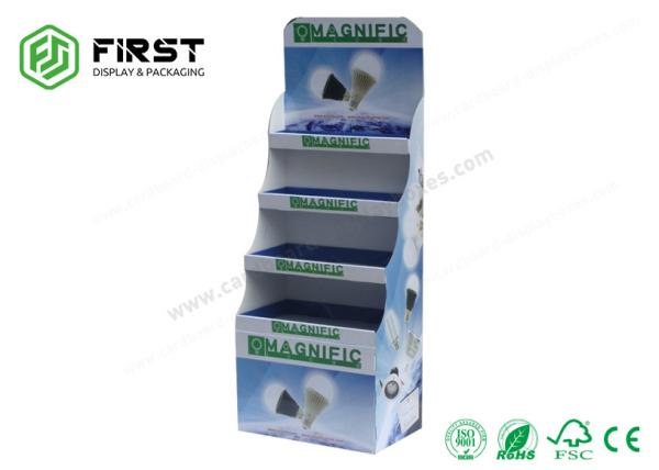 Recyclable Floor Stand Portable Paper Shelf Light Bulb Cardboard Floor Display Stand