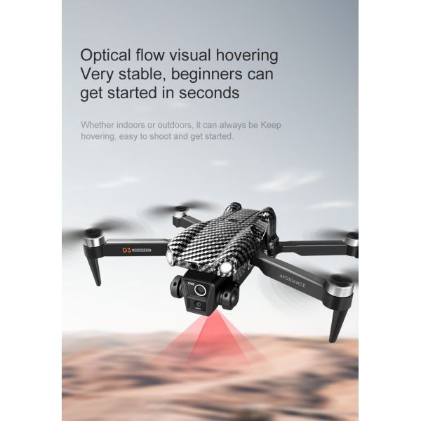 Beginner Operator Skill Level Portable RC Drone with Obstacle Avoidance and Triple Camera D3 Pro 4k Brushless Motor
