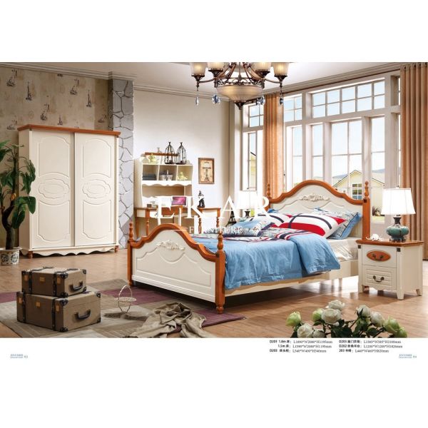 Countryside Style King Size Double Wooden Bed