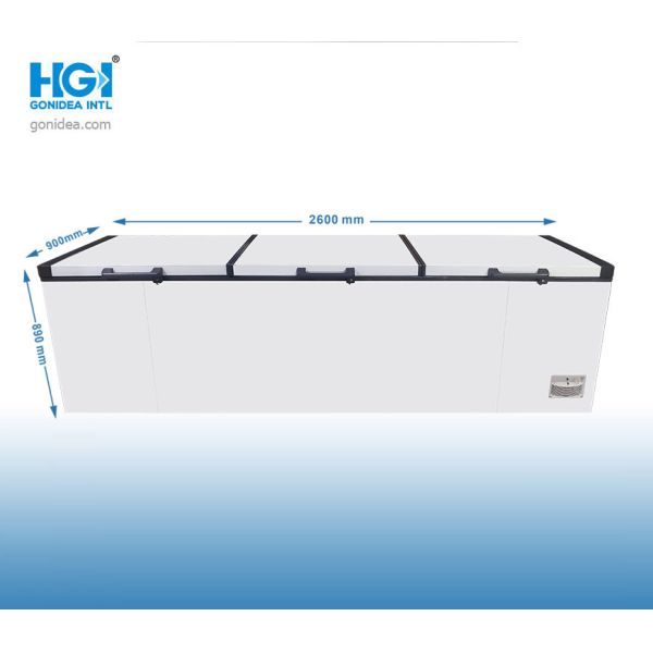 Замораживатель комода 3 дверей коммерчески глубокий корзина 1380 литров съемная