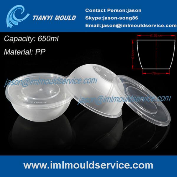 650ml clear PP disposable microwave plastic food bowl /round plastic bowl with cover mould
