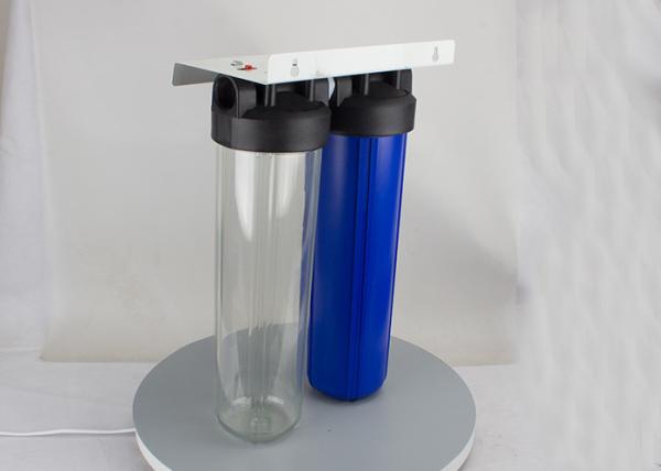 20'' big blue whole house  water filter housings 1'' port with blue and clear sump