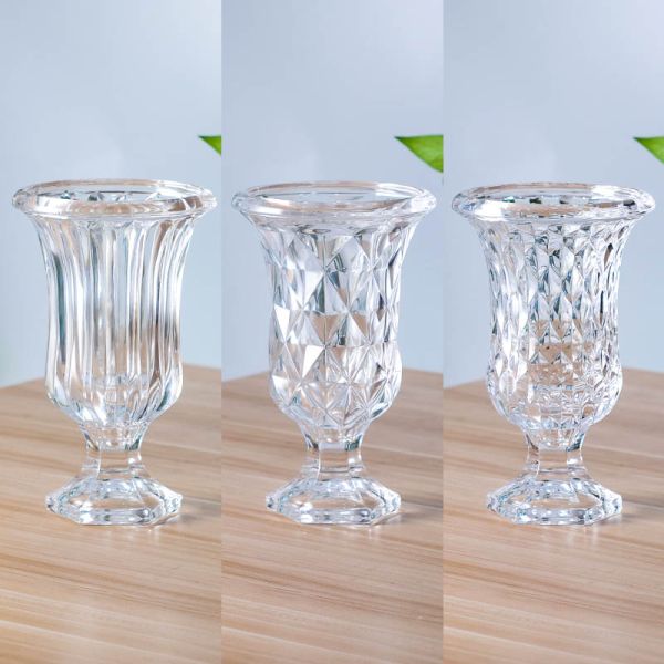 25cm 9 Inch Tall Glass Flower Vase Short Stemmed  For Home Deco / Hotel,