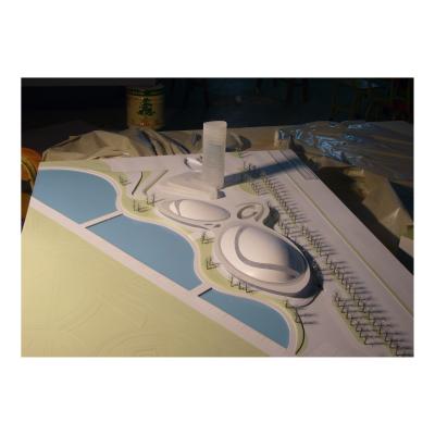 Architectural Model - Modern Sports Venue with Curved Domes, Water, for Sports Complex Design Display