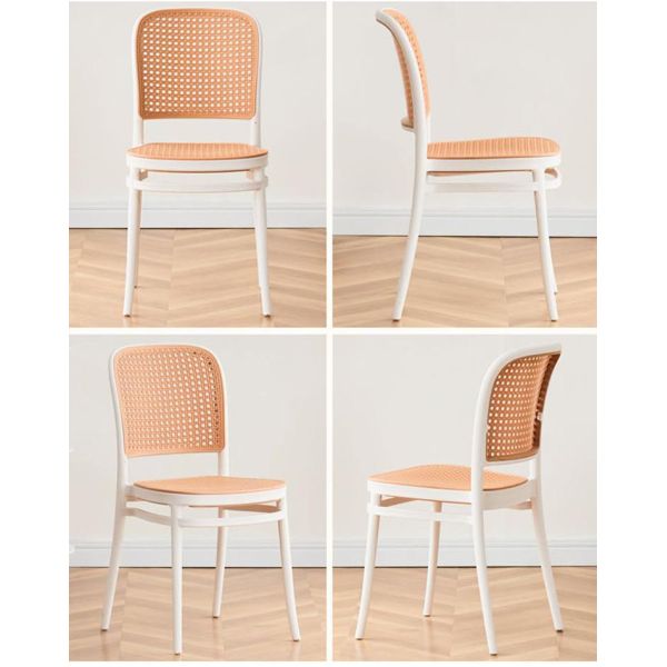Nordic Stackable PP Plastic Rattan Dinner Chair for Outdoor Garden Cafe Restaurant