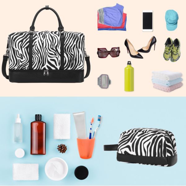 Women'S Travel Bag Striped Travel Bag Yoga Dry Wet Separation Bag Travel Bag