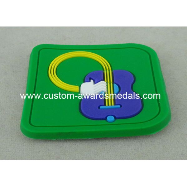 Soft PVC Awards 2D PVC Coaster Fridge Magnet , Green Plastic 3D Keychain