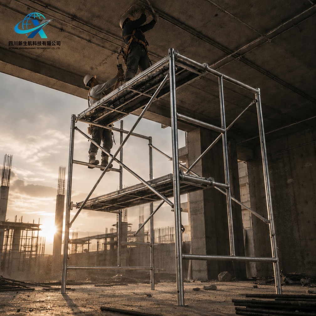 Q235 Steel Walk Through Frame Scaffolding Tower With Anti Slip Deck Cross Brace